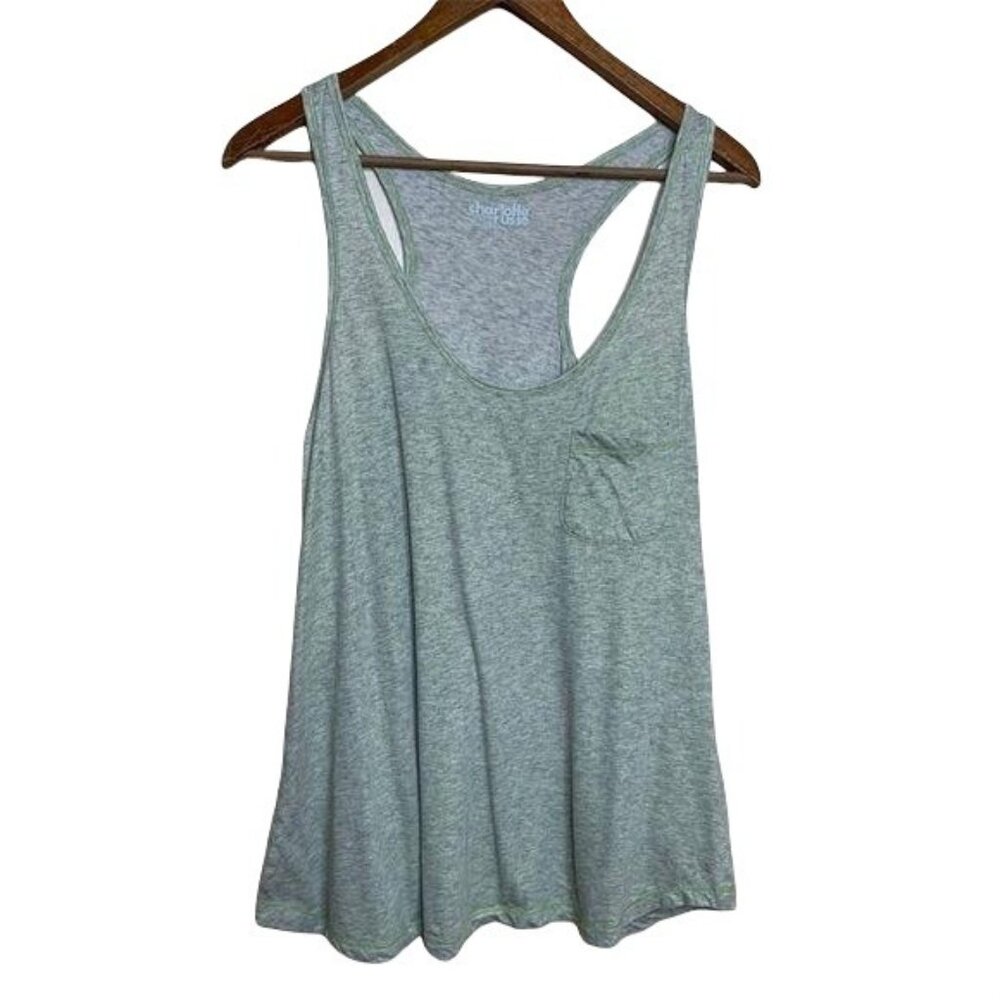 Charlotte Russe Long Tank Top Green Shimmer Metallic Tunic Sparkle Womens Size M